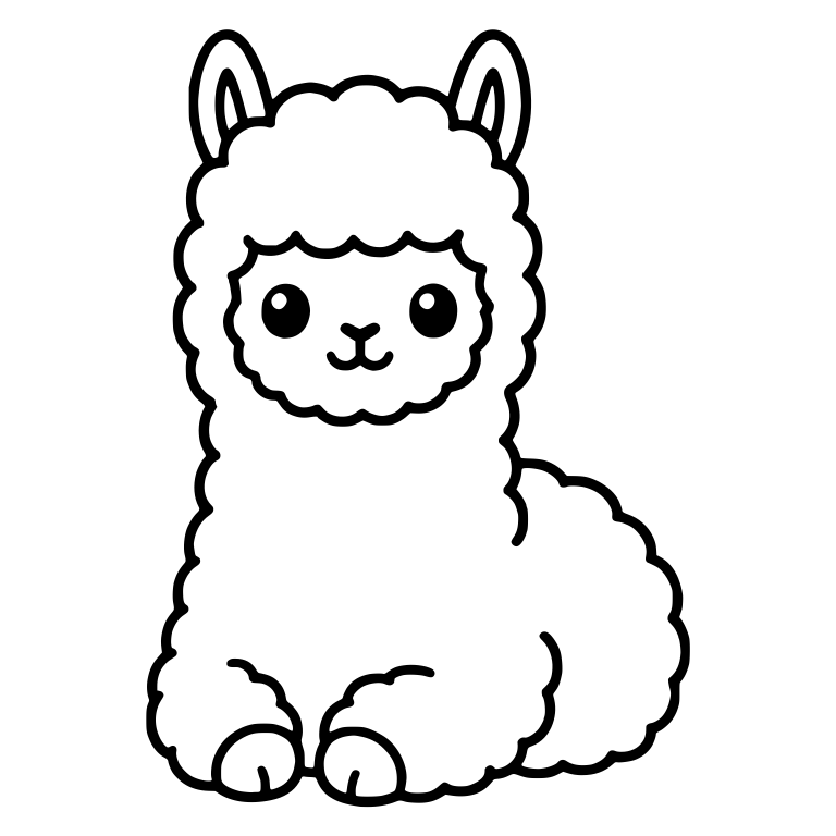 Kawaii Alpaca Lying Down with Paws Forward — free animal SVG cut file