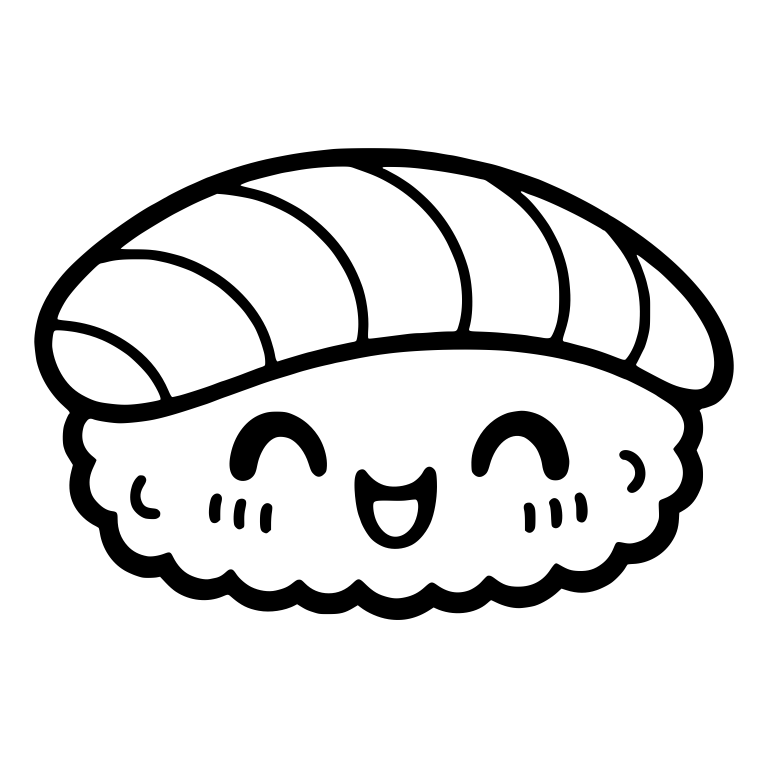 Kawaii Nigiri Sushi With Happy Closed Eyes — free food SVG cut file