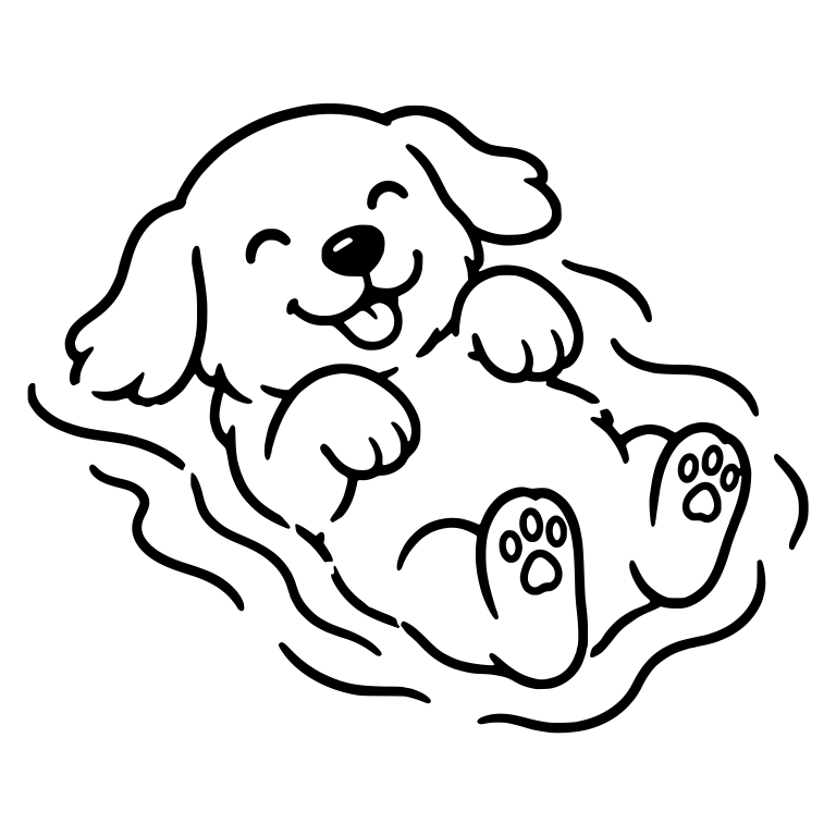 Golden Retriever Puppy Floating on Its Back in Water — free animal SVG cut file