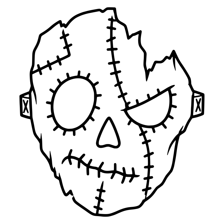 Torn Stitched Mask With Mismatched Eyes — free objects SVG cut file