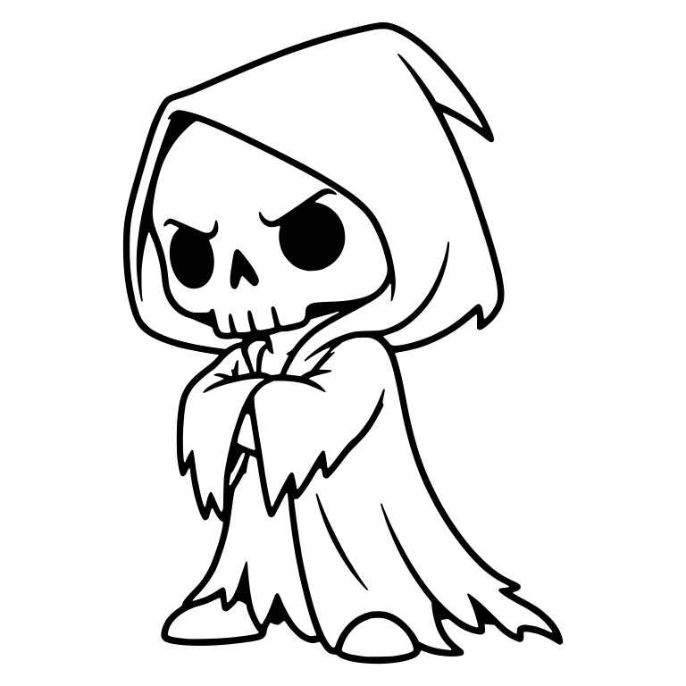 Stern Grim Reaper With Arms Folded In Ragged Robe — free characters SVG cut file