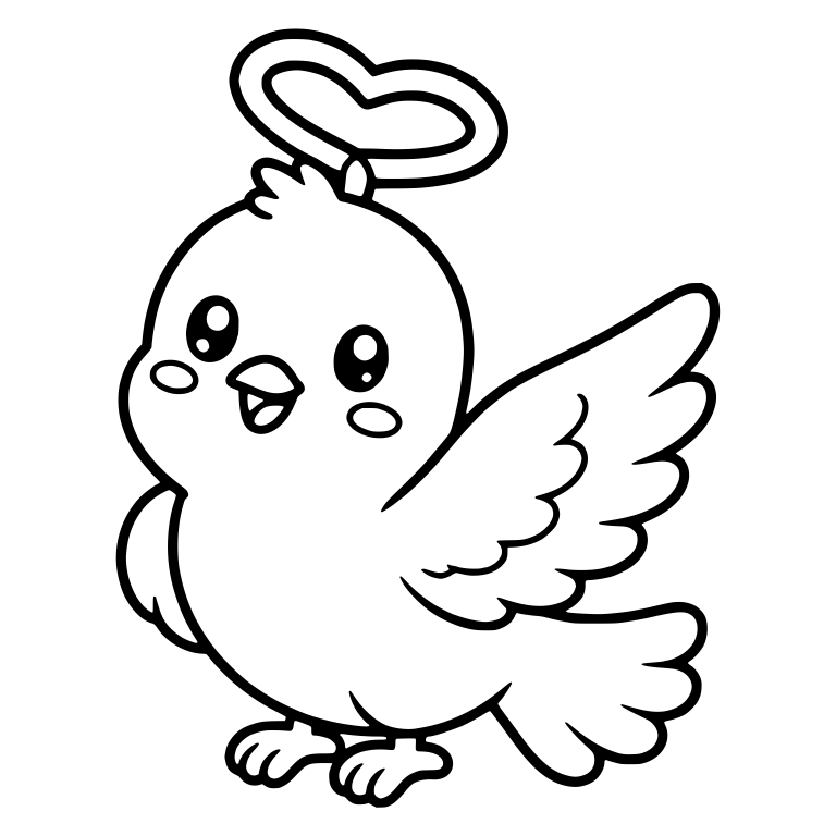 Happy Dove With Heart Halo and One Wing Raised — free animal SVG cut file