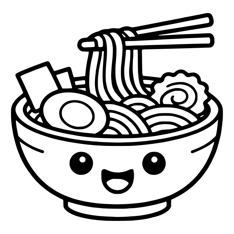 Ramen Bowl with Cheek Lines, Nori Squares and Egg — free food SVG cut file