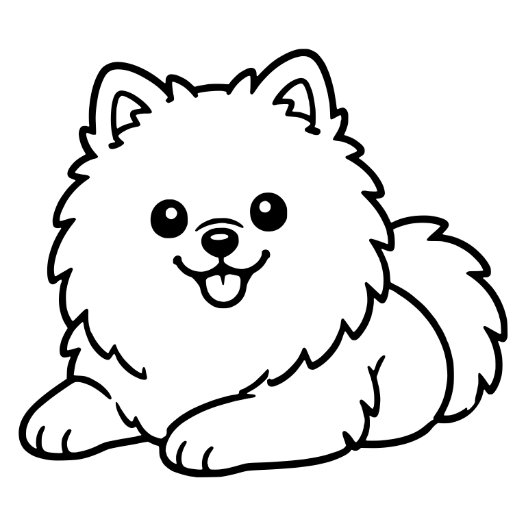 Pomeranian Lying Down Facing Front With Tongue Out — free animal SVG cut file