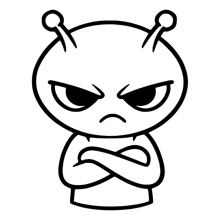 Grumpy Alien With Folded Arms And Two Short Antennae — free fantasy-creature SVG cut file