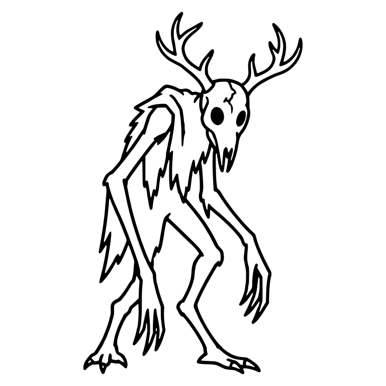 Antlered Wendigo With Deer Skull Head — free fantasy-creature SVG cut file