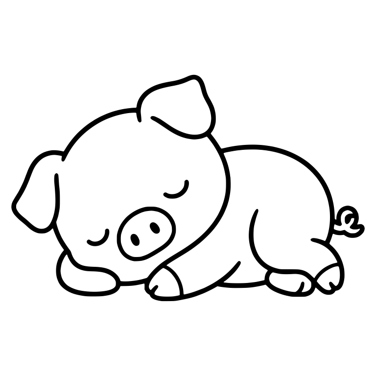 Pig Sleeping on Its Side with Flopped Ear — free animal SVG cut file