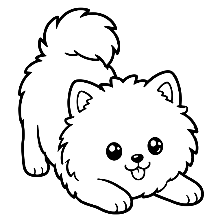 Playful Pomeranian Bowing Front Paws Down and Tail Up — free animal SVG cut file