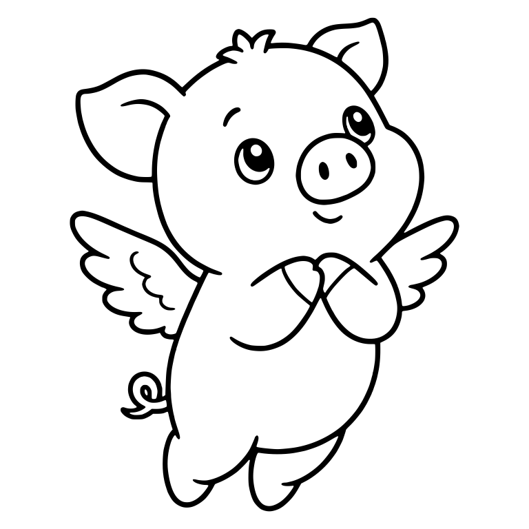 Winged Piglet Hovering with Clasped Hooves — free animal SVG cut file