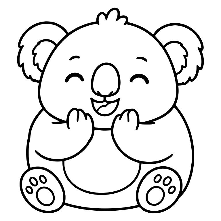 Laughing Chubby Koala with Both Paws Raised — free animal SVG cut file