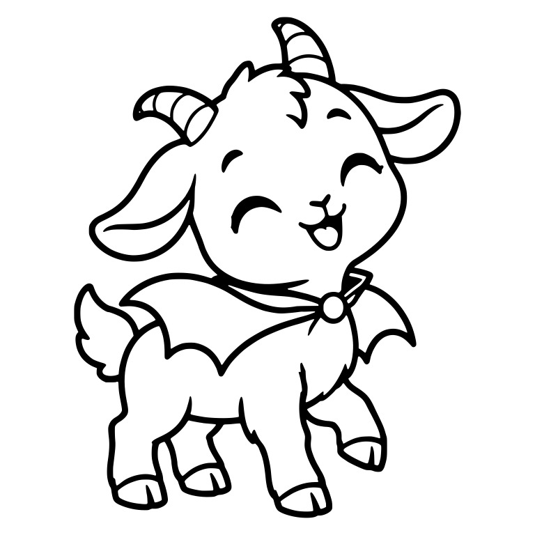 Giggling Baby Goat Prancing in Bat-Wing Cape — free animal SVG cut file