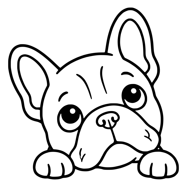 Peeking French Bulldog Puppy Face with Paws — free animal SVG cut file
