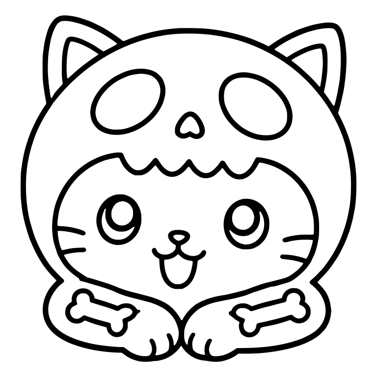 Skeleton Hood Cat Head With Bone Paws — free animal SVG cut file