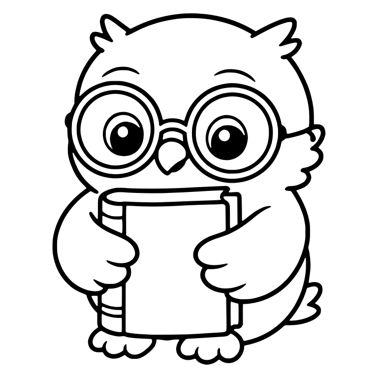 Owl in Round Glasses Hugging a Closed Book — free animal SVG cut file