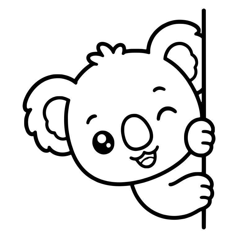 Open Mouth Koala Winking Around Right Edge — free animal SVG cut file