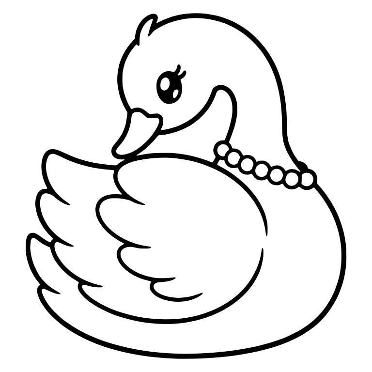 Kawaii Swan With Head Tucked Down and Pearl Necklace — free animal SVG cut file