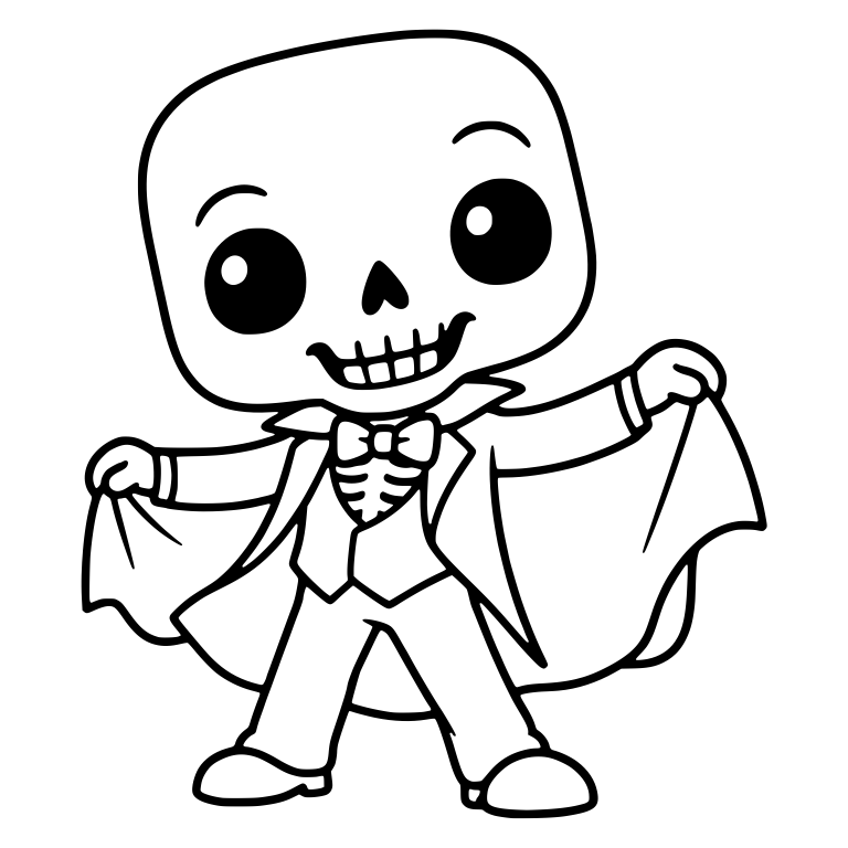 Smiling Skeleton in Bow Tie Spreading Wide Cape — free skeleton SVG cut file