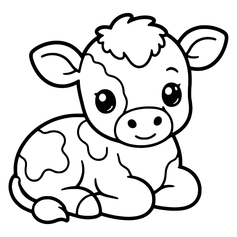 Spotted Calf Lying Down With Fluffy Forelock — free animal SVG cut file