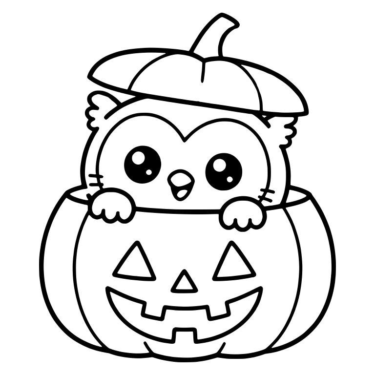 Owl Peeking Out of Jack-o-Lantern With Tilted Lid — free animal SVG cut file