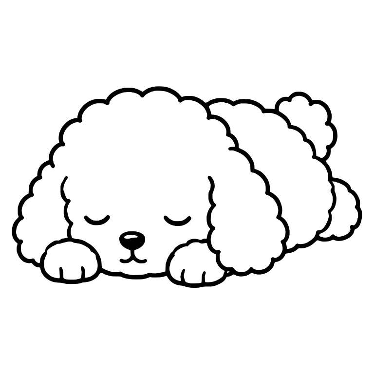 Sleeping Toy Poodle Puppy Lying Down With Paws Forward — free animal SVG cut file