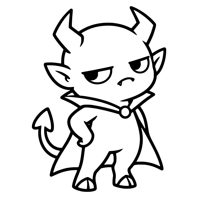 Unimpressed Demon in Cape with Hand on Hip — free fantasy-creature SVG cut file
