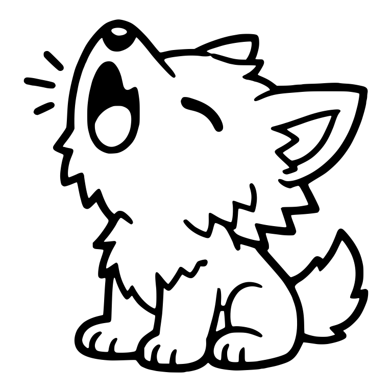 Howling Wolf Pup With Sound Lines and Large Ear — free animal SVG cut file