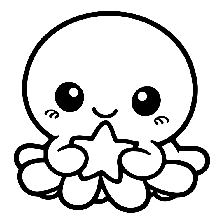 Octopus Hugging A Star With Blushing Cheeks — free animal SVG cut file