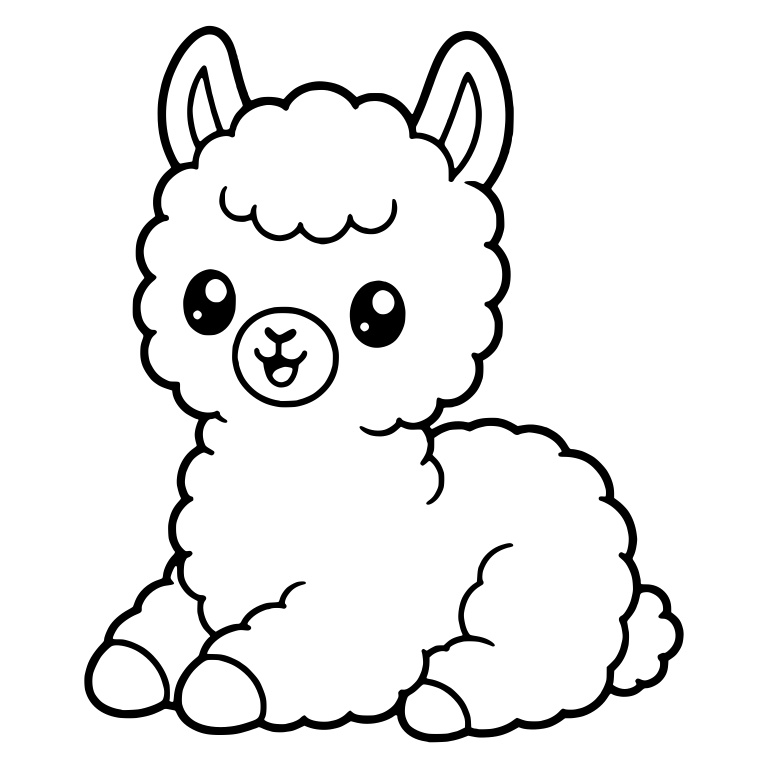 Sitting Woolly Llama Cria With Open Smile — free animal SVG cut file