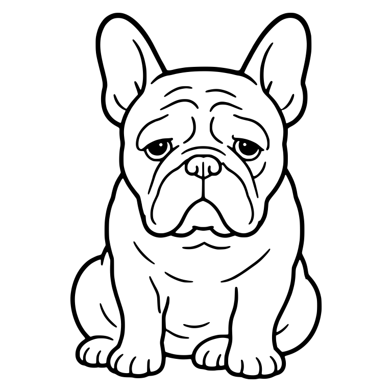 Wrinkly Senior French Bulldog Sitting With Droopy Eyes — free animal SVG cut file