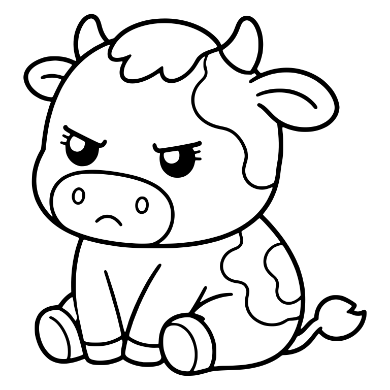 Irritated Cow Sitting With Spotted Head and Lashes — free animal SVG cut file