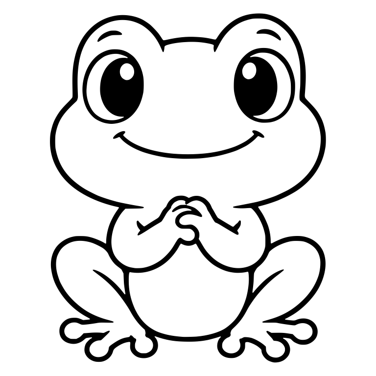 Chibi Frog Sitting With Clasped Hands and Big Eyes — free animal SVG cut file