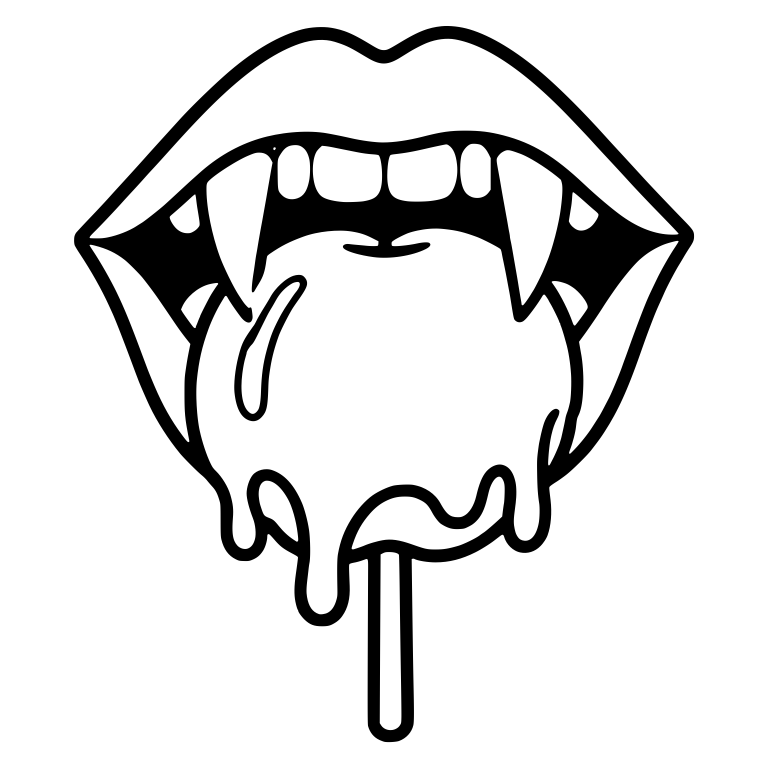 Vampire Mouth With Fangs Biting Dripping Candy Apple — free fantasy-creature SVG cut file