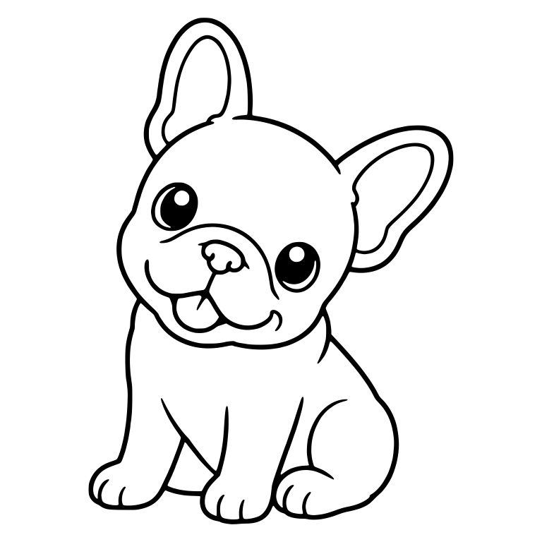 French Bulldog Sitting With Tilted Head and Tongue Out — free animal SVG cut file