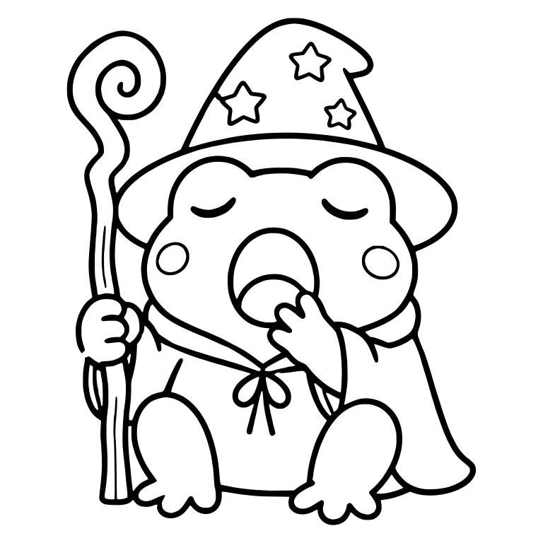 Sleepy Wizard Frog Yawning With Star Hat and Staff — free animal SVG cut file