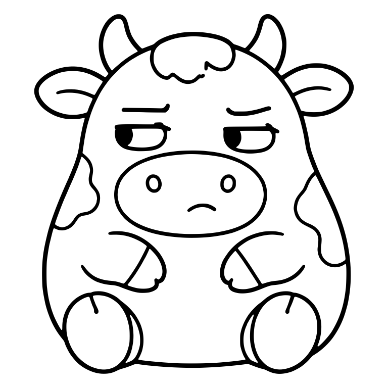 Chubby Cow Giving Side-Eye With Raised Eyebrows — free animal SVG cut file