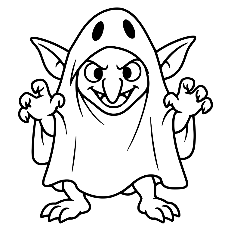 Standing Goblin in Ghost Sheet with Claws Raised — free fantasy-creature SVG cut file