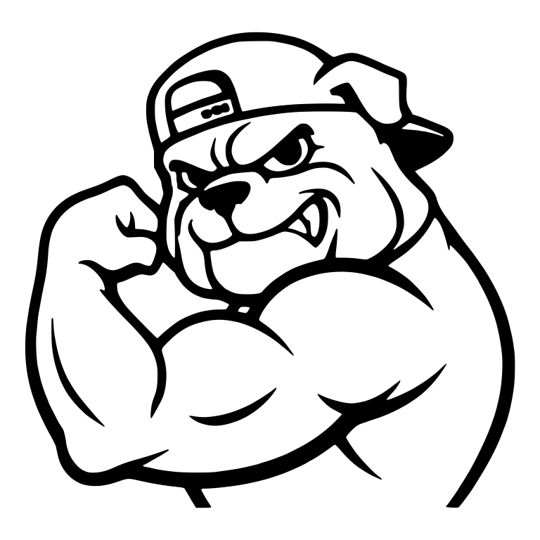 Bulldog In Backwards Cap Flexing A Bicep With A Grin — free animal SVG cut file