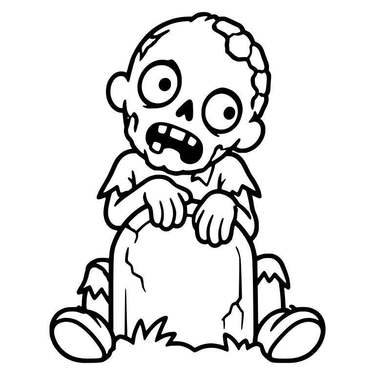 Wide-Eyed Zombie Kid Clutching a Cracked Gravestone — free fantasy-creature SVG cut file