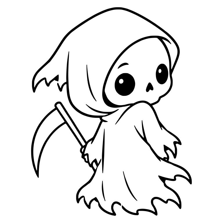 Grim Reaper Looking Back in a Ragged Robe With Scythe — free characters SVG cut file