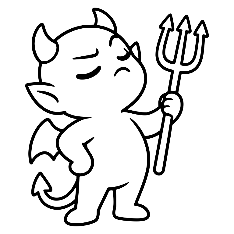 Haughty Devil With Upright Pitchfork and Closed Eyes — free fantasy-creature SVG cut file
