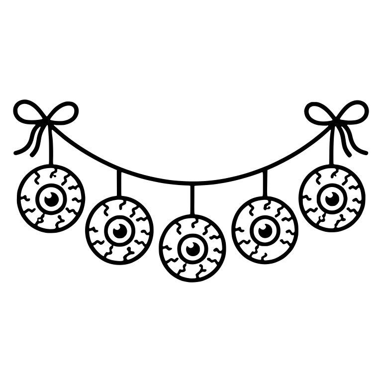 Eyeball Garland with Ribbon Bows at Both Ends — free objects SVG cut file