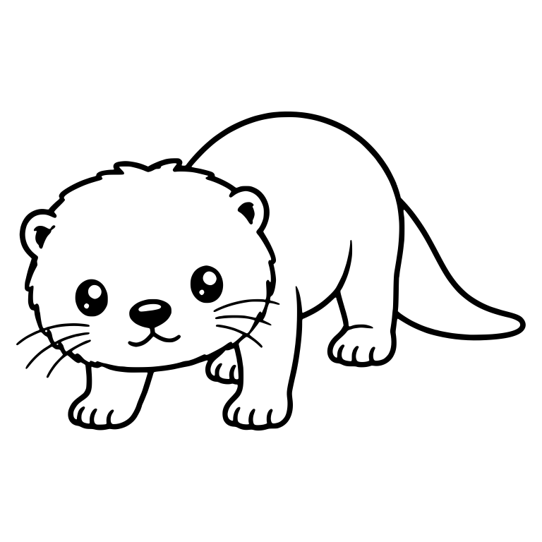 Kawaii Otter Walking Low with Fluffy Head — free animal SVG cut file
