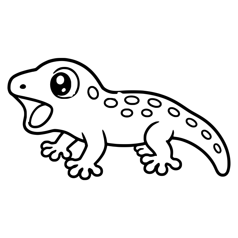 Open-Mouthed Gecko Walking With Spotted Back — free animal SVG cut file