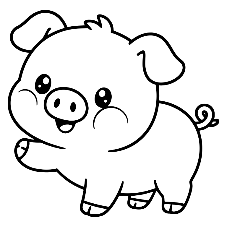 Waving Piglet With Chubby Cheeks Standing — free animal SVG cut file