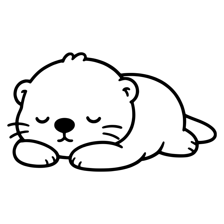 Sleeping Otter Lying Flat on Its Belly With Paws Forward — free animal SVG cut file