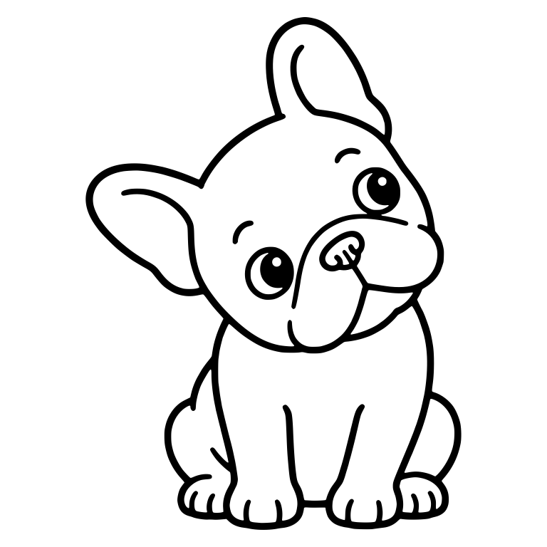 Sitting French Bulldog Puppy with Head Tilted — free animal SVG cut file