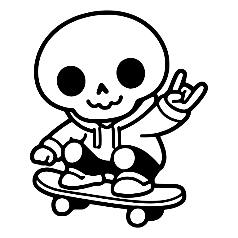 Skeleton Skater in Hoodie Flashing Rock-On Sign — free skeleton SVG cut file