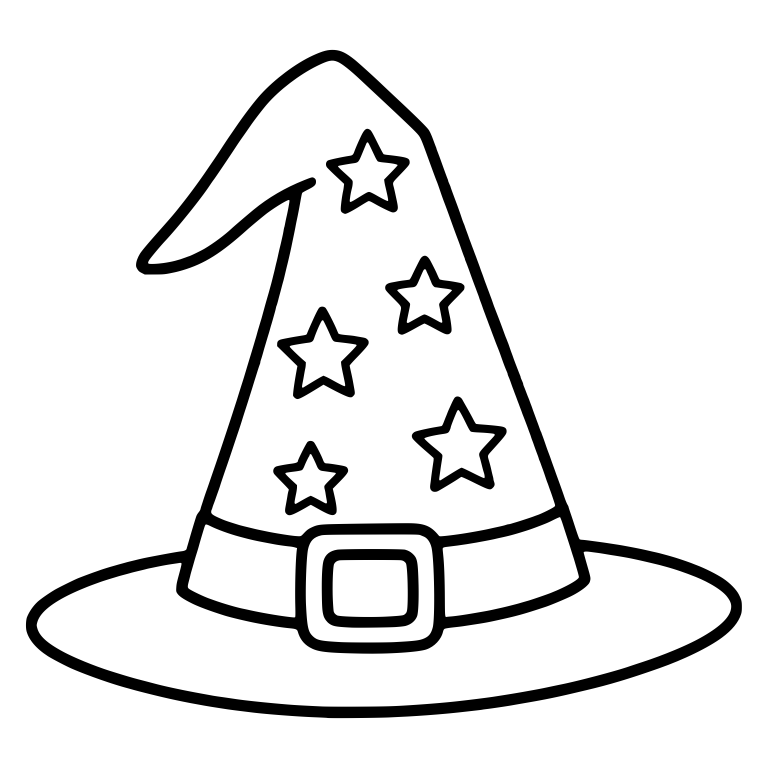 Starry Witch Hat with Five Stars and Left-Bent Tip — free objects SVG cut file