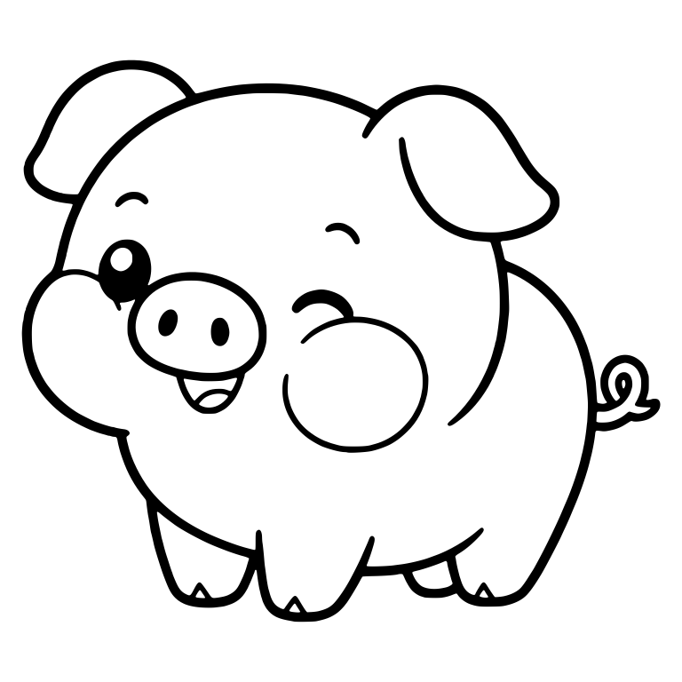 Winking Round Piglet With Big Cheek Circle — free animal SVG cut file