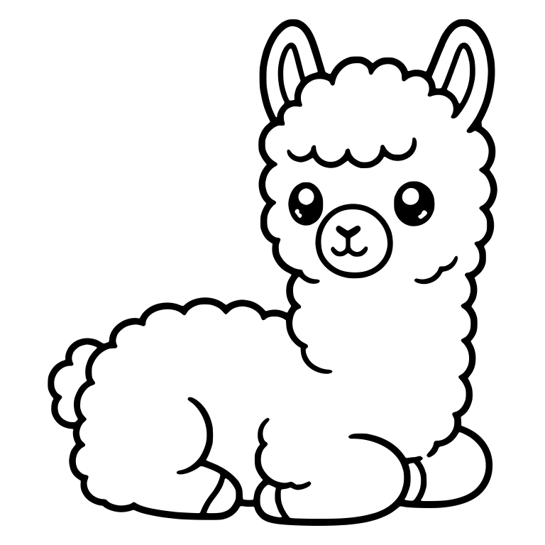 Lying Llama With Sparkly Eyes and Fluffy Topknot — free animal SVG cut file
